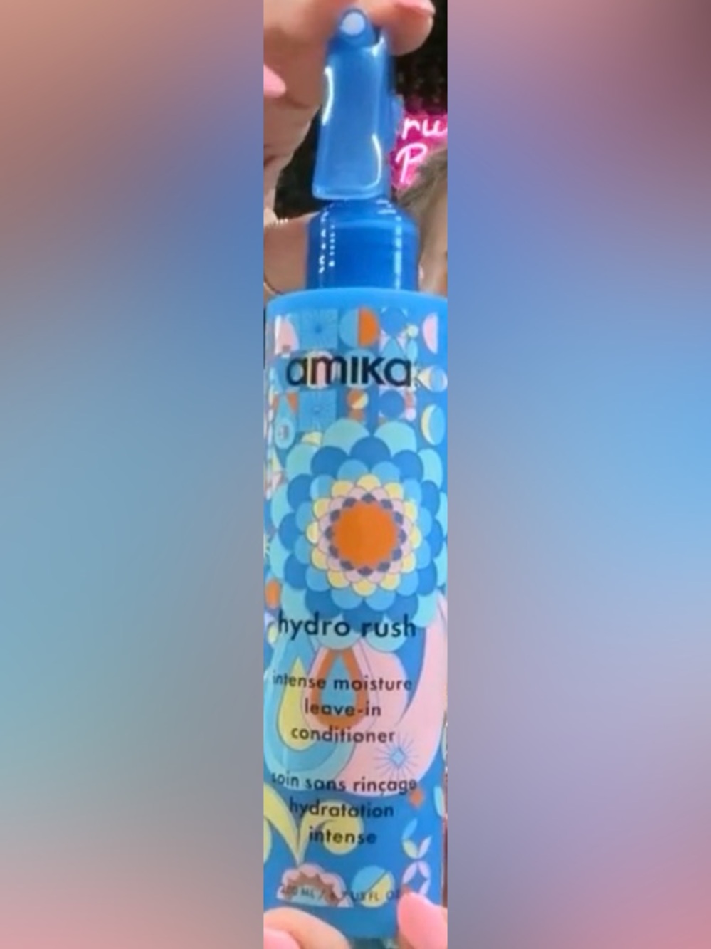 amika Blue and Orange Floral Pattern Bath & Body Bottle